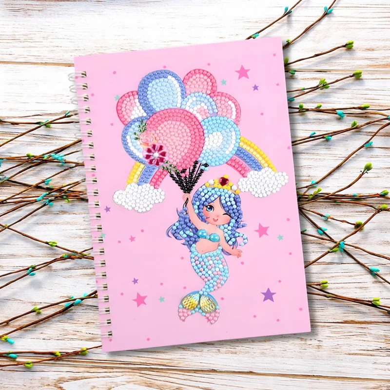 Diamond Painting Notizbuch Meerjungfrau mit Luftballons