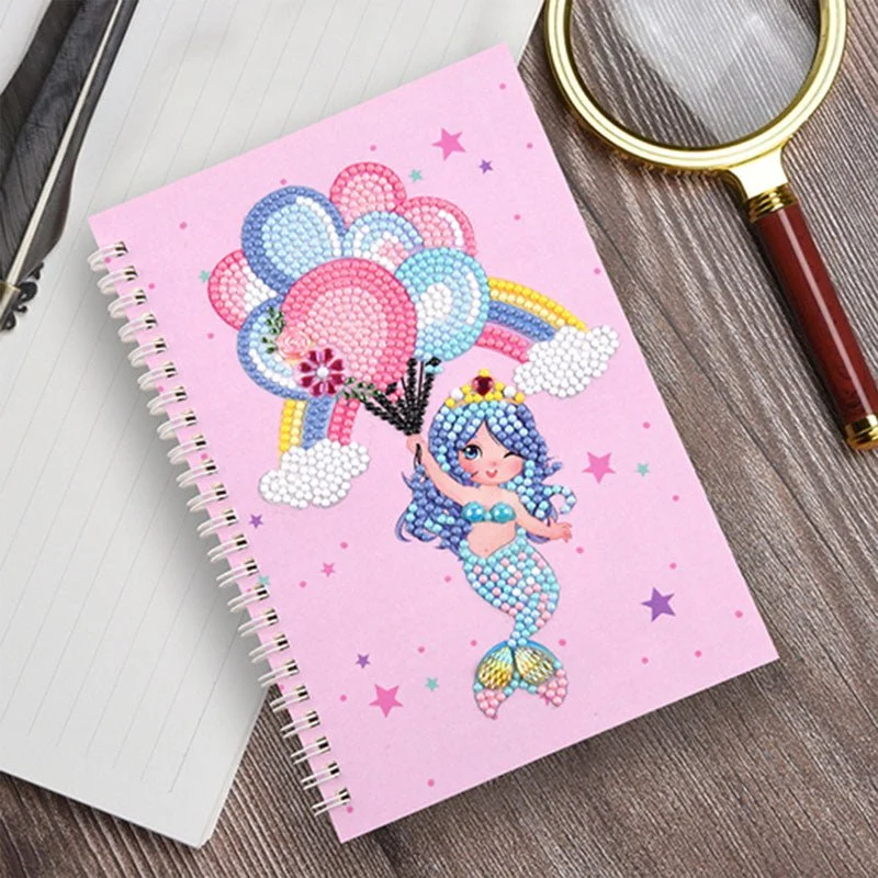 Diamond Painting Notizbuch Meerjungfrau mit Luftballons