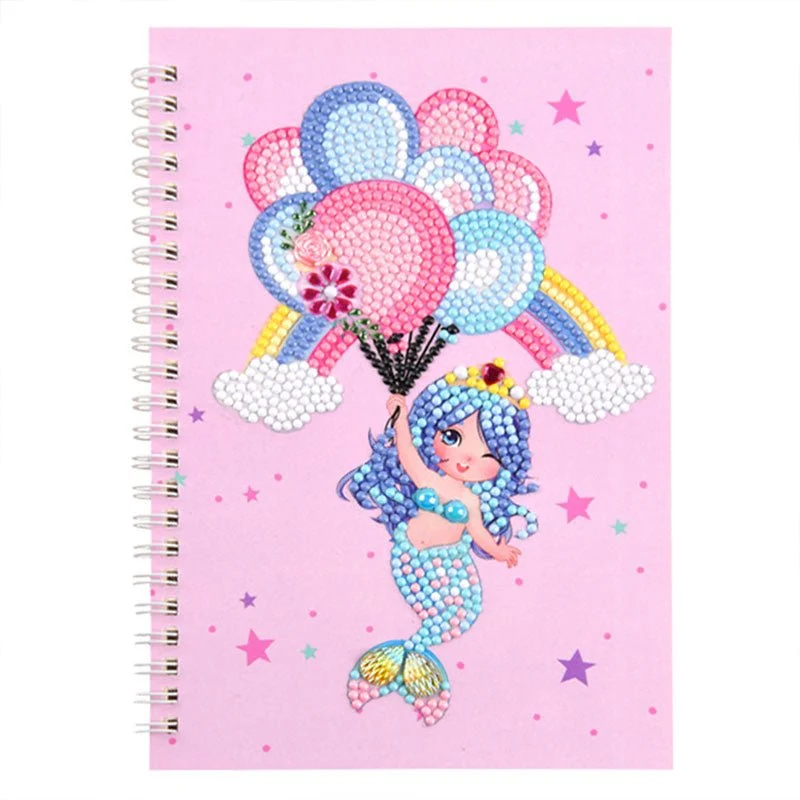Diamond Painting Notizbuch Meerjungfrau mit Luftballons