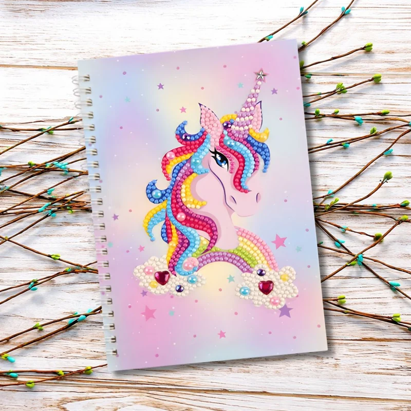 Diamond Painting Notizbuch Einhorn rosa