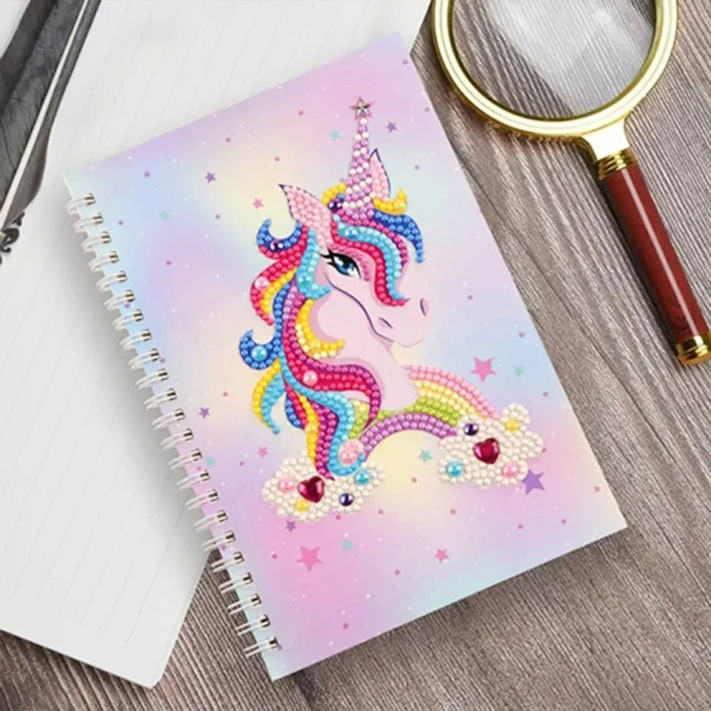 Diamond Painting Notizbuch Einhorn rosa