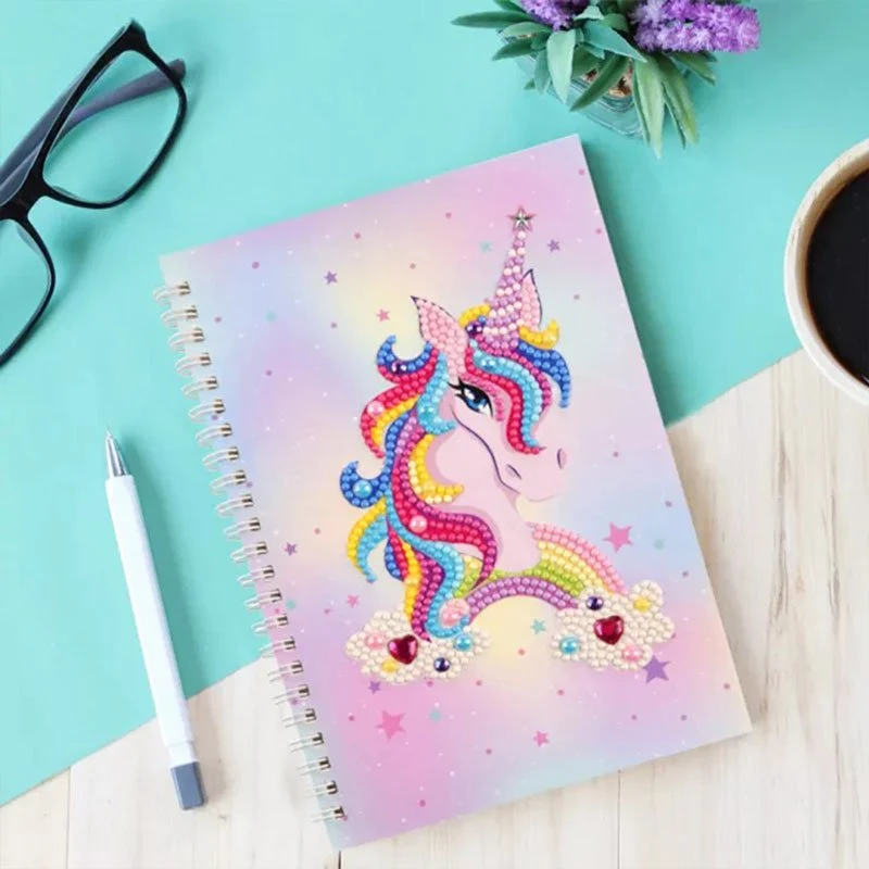 Diamond Painting Notizbuch Einhorn rosa