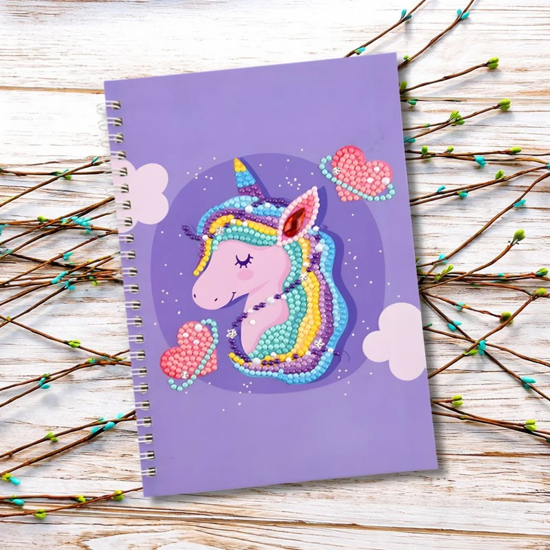 Diamond Painting Notizbuch Einhorn lila