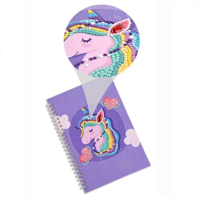 Diamond Painting Notizbuch Einhorn lila