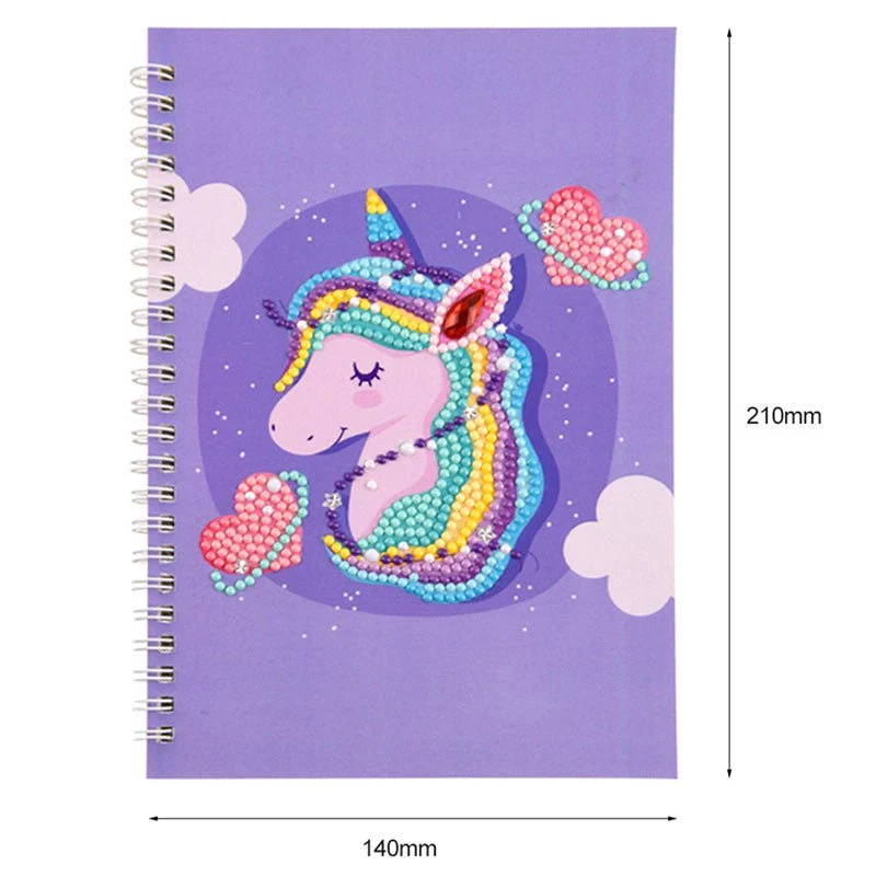 Diamond Painting Notizbuch Einhorn lila