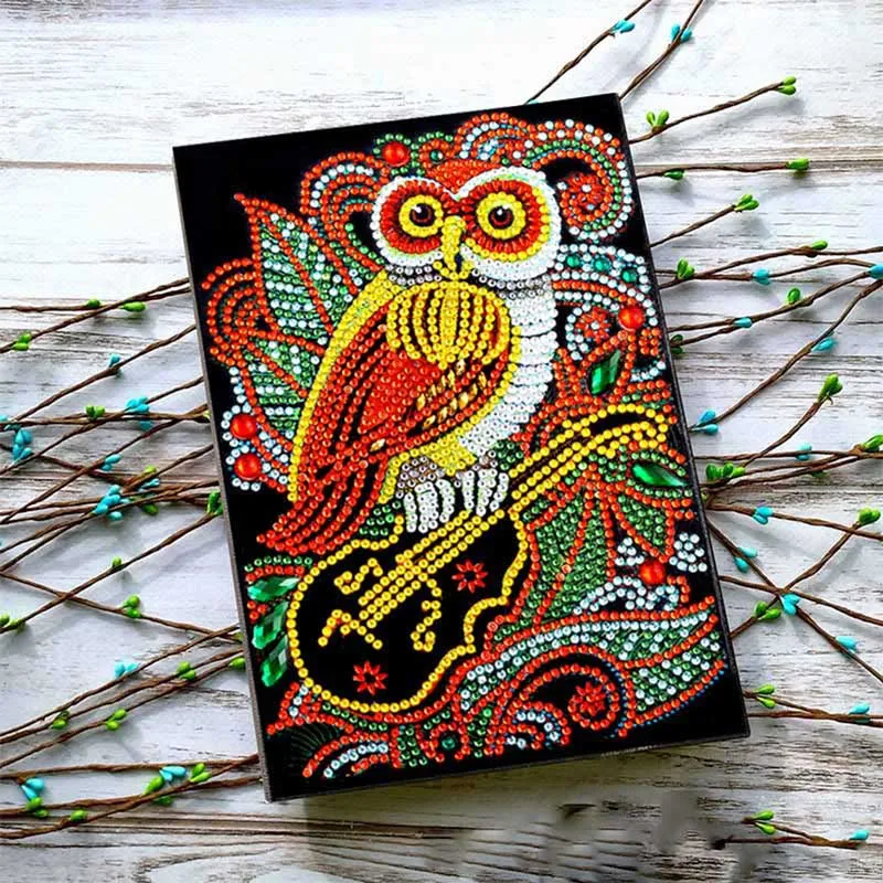 Diamond Painting Notizbuch Eule mit Violine