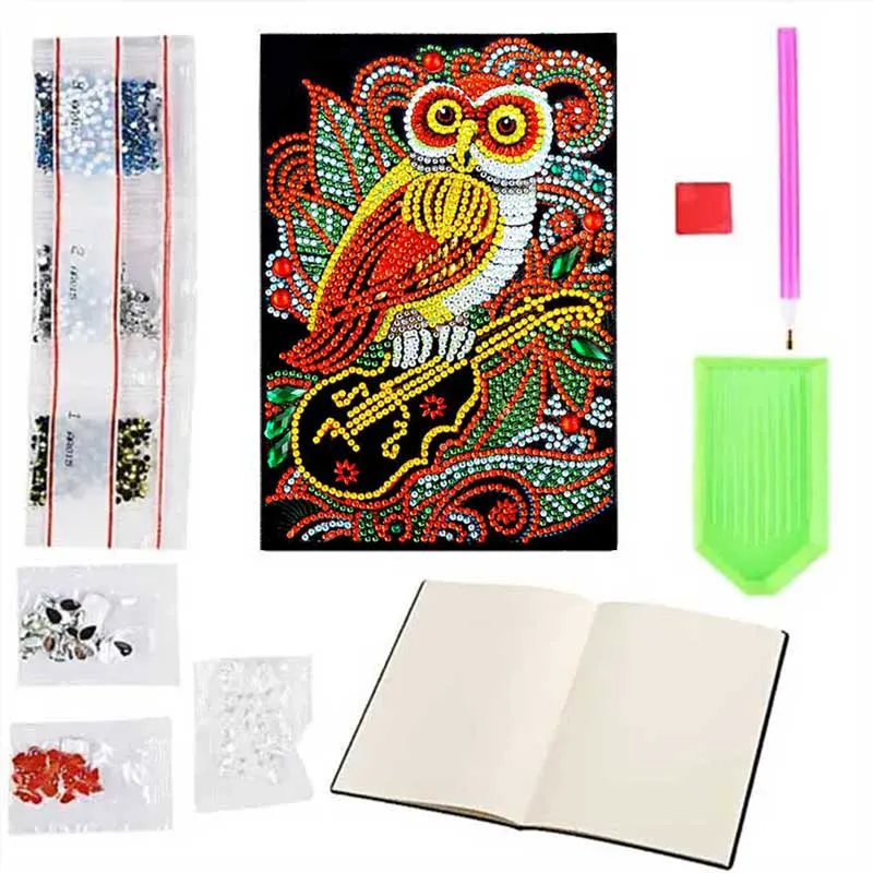 Diamond Painting Notizbuch Eule mit Violine