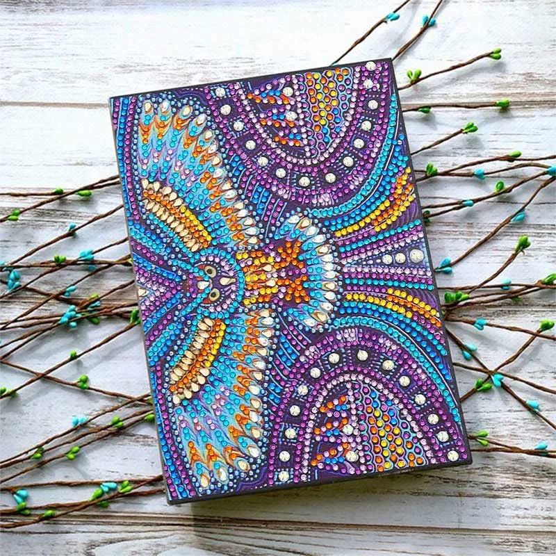 Diamond Painting Notizbuch – Eule der Nacht in Edelsteinfarben