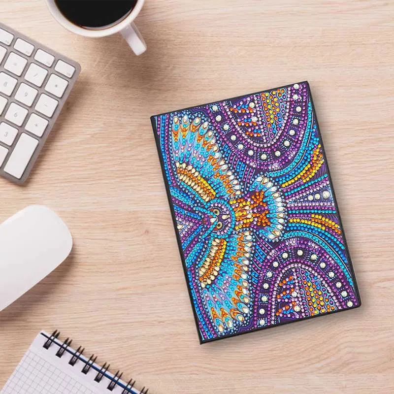 Diamond Painting Notizbuch – Eule der Nacht in Edelsteinfarben