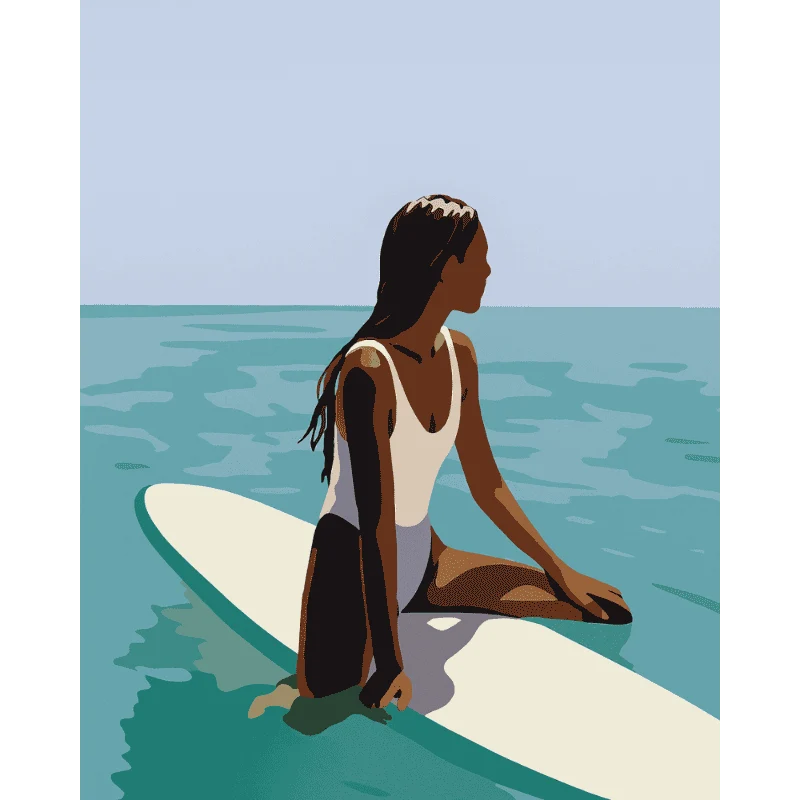 Dame auf dem Surfbrett