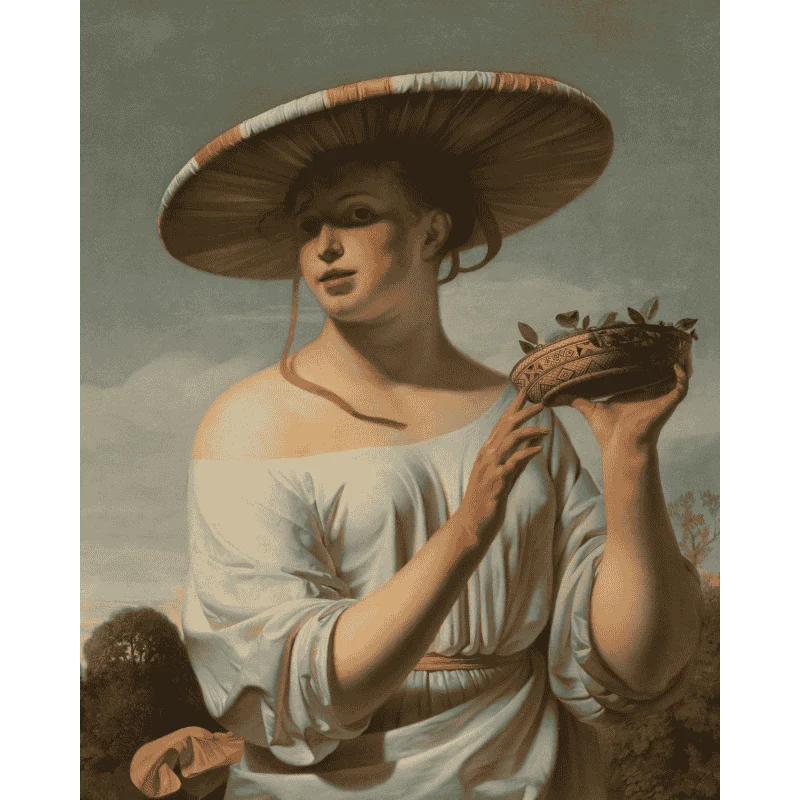 Frau mit breitem Hut - Caesar Boetius van Everdingen