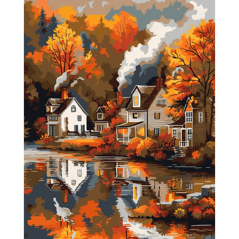 Dorf im Herbst