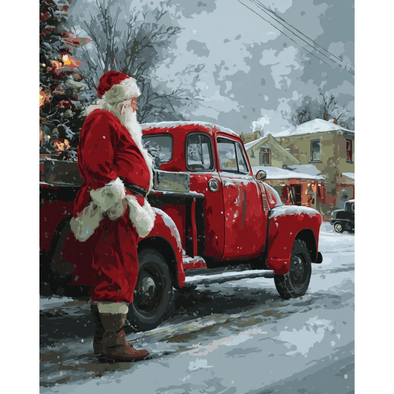 Weihnachtsmann & rotes Auto