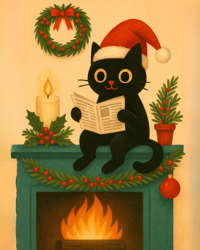 Eine Katze am Kamin