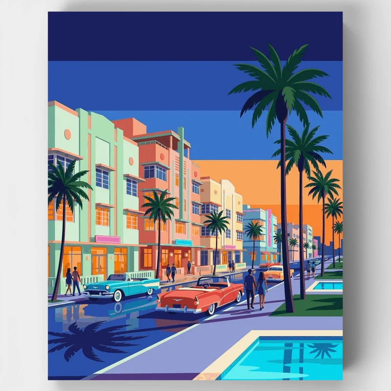 "Miami Dusk" Paint by Numbers Kit