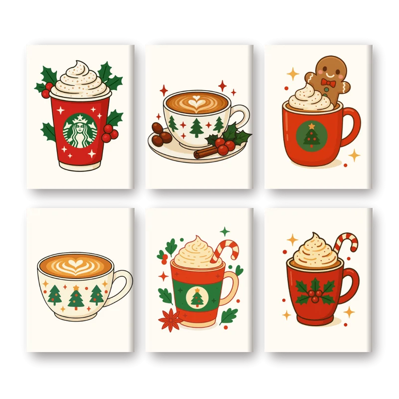6 Mini Paintings | Weihnachtskaffee-Set