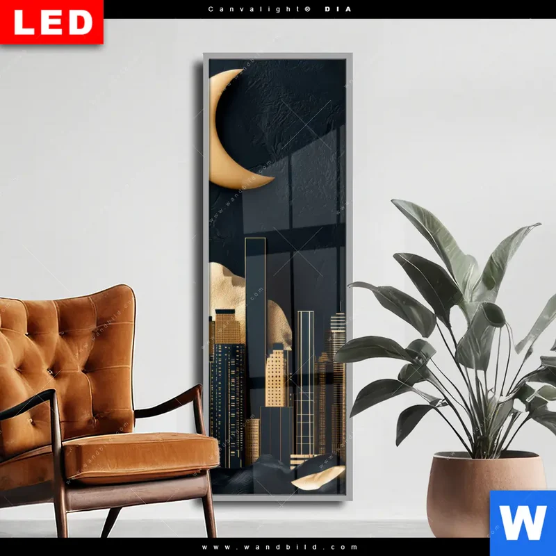 Wechselmotiv Acrylglas Canvalight® DIA | Golden City Dreams | Schmal