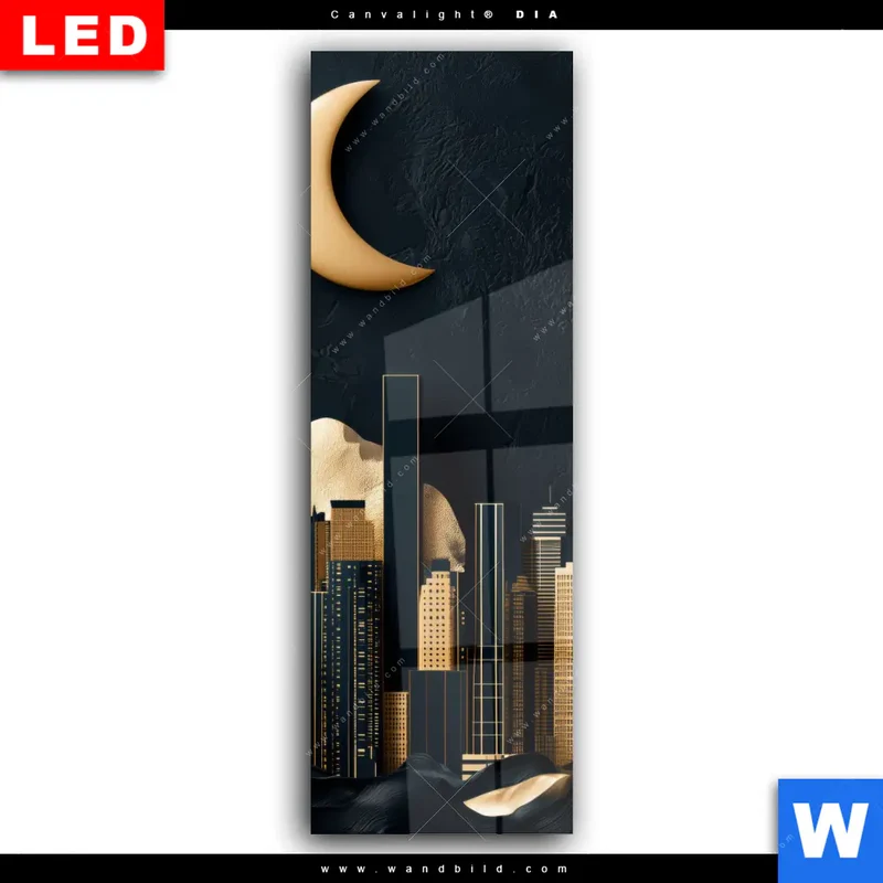 Wechselmotiv Acrylglas Canvalight® DIA | Golden City Dreams | Schmal