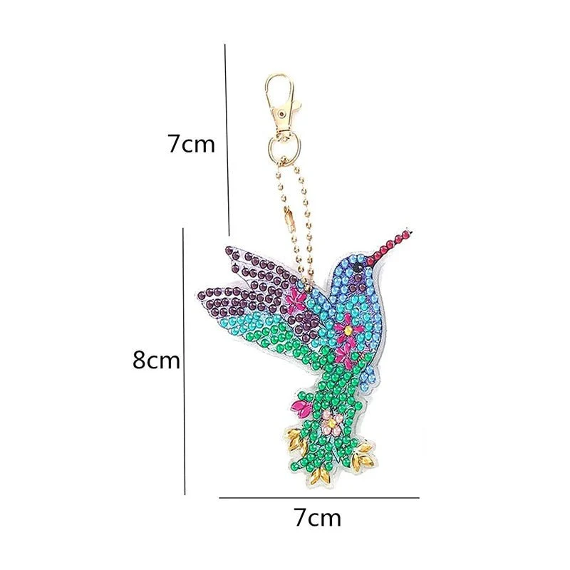 5D Diamond Painting Schlüsselanhänger Kolibris 4 Stück