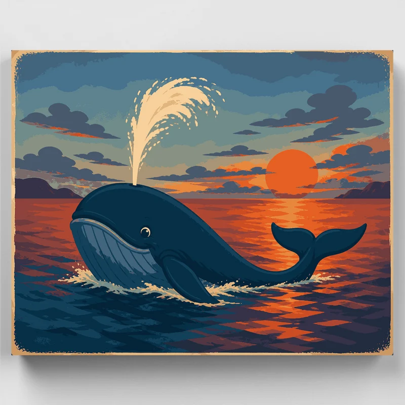 Whale's Sunset Spout - Paint by Numbers Kit