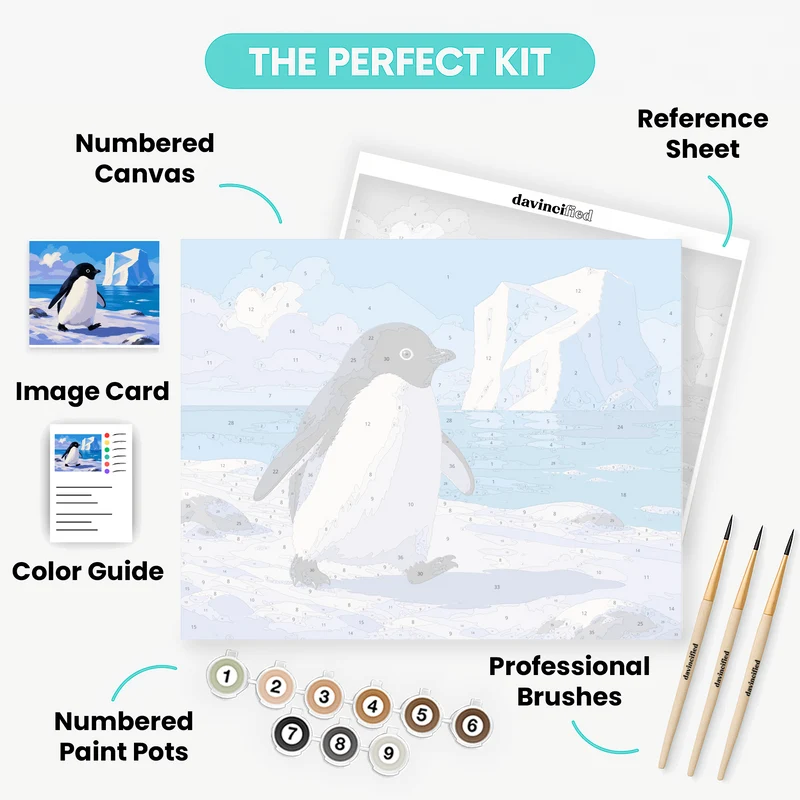 Kawaii Penguin Waddle - Paint by Numbers Kit
