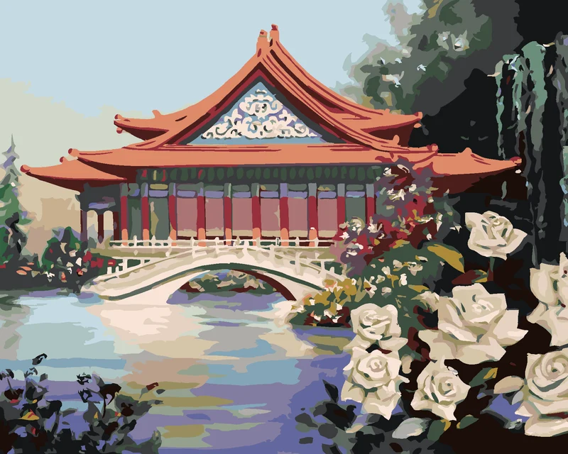 Diamond painting - CHINESISCHE ROSE AM HAUS (D. RUSTY RUST)