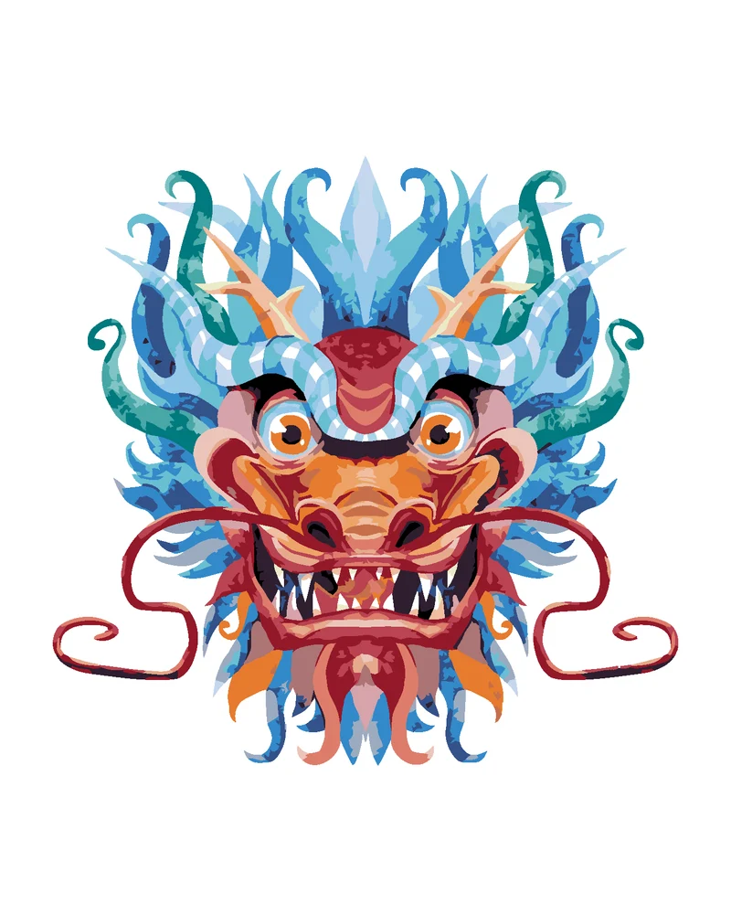 Diamond painting - CHINESISCHER DRACHE AUF WEISSEM HINTERGRUND