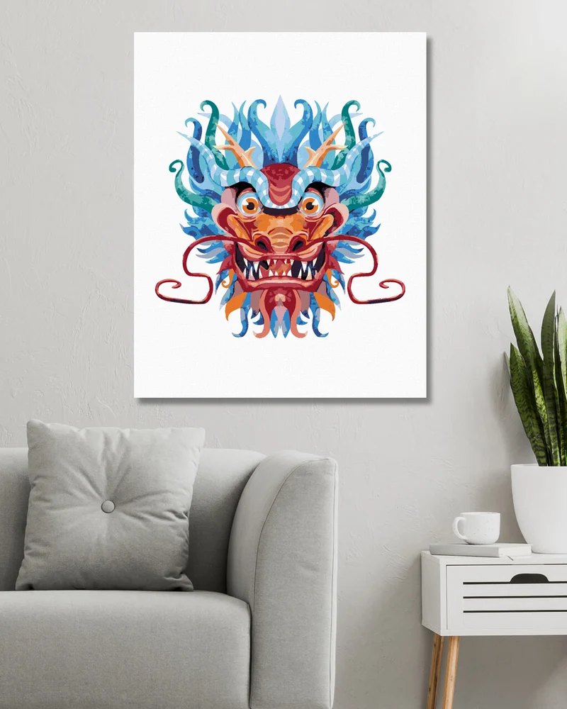 Diamond painting - CHINESISCHER DRACHE AUF WEISSEM HINTERGRUND