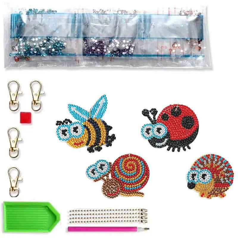 5D Diamond Painting Anhänger Insekten 4st Set