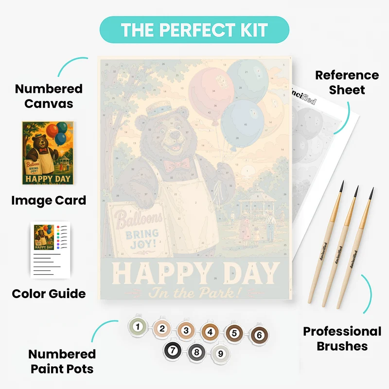 Balloon Bear at Sunset - Paint by Numbers Kit