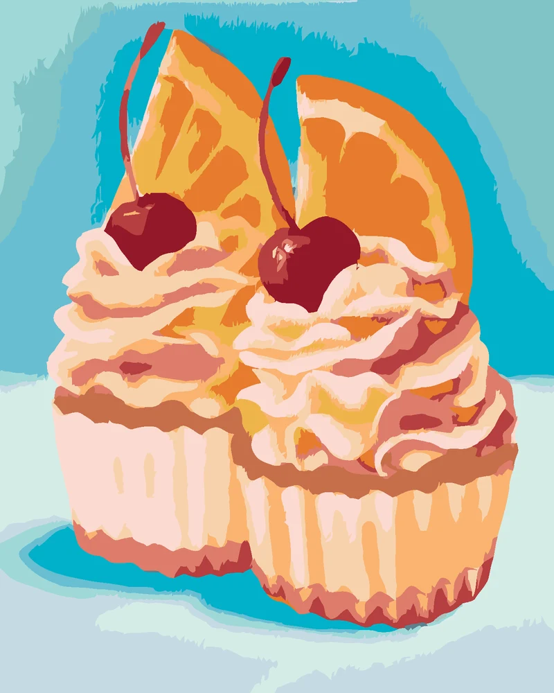 Diamond painting - CUPCAKE MIT ORANGE UND KIRSCHE (MYROSLAVA VOLOSCHUK)