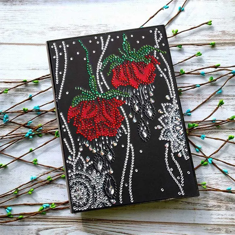 5D Diamond Painting Notizbuch – Rosen der Nacht