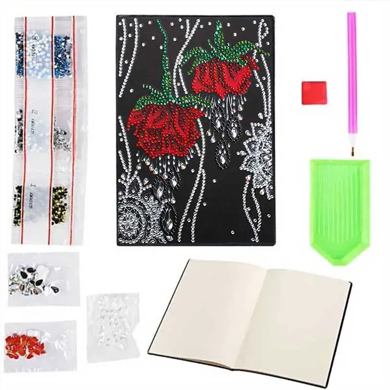 5D Diamond Painting Notizbuch – Rosen der Nacht