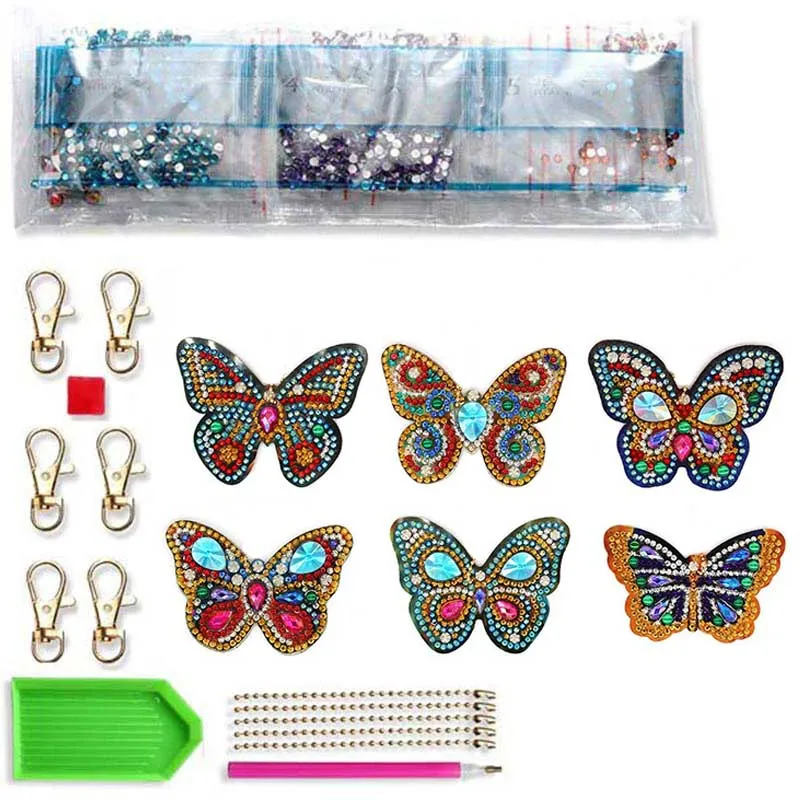 Diamond Painting Anhänger Schmetterlinge 6st Set