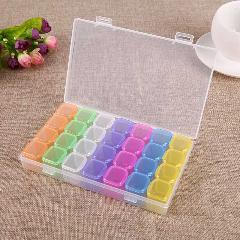 Diamond Painting L Aufbewahrungsbox mit 28 Fächer farbig Zubehör