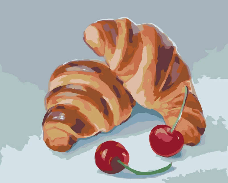 Diamond painting - CROISSANT UND KIRSCHEN (MYROSLAVA VOLOSCHUK)