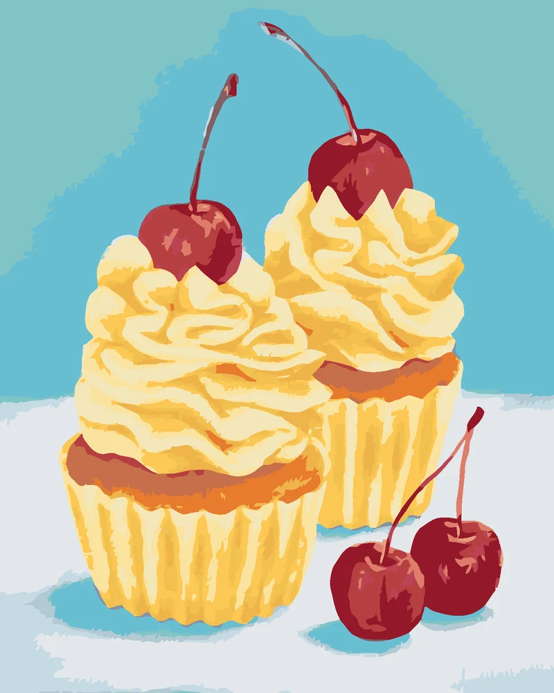 Diamond painting - CUPCAKES MIT VANILLECREME (MYROSLAVA VOLOSCHUK)