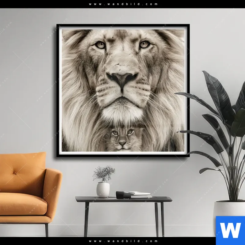Poster | Löwenstolz – Vater und Junges | Quadrat