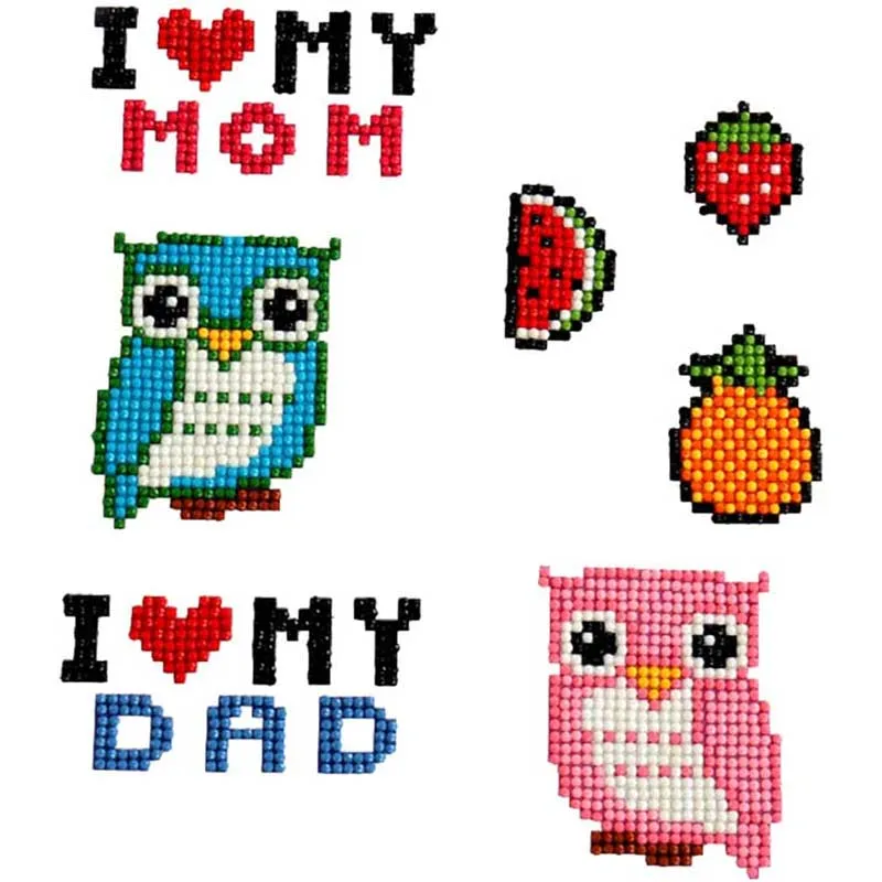 5D Diamond Painting Sticker Set I Love Mom and Dad für Kinder