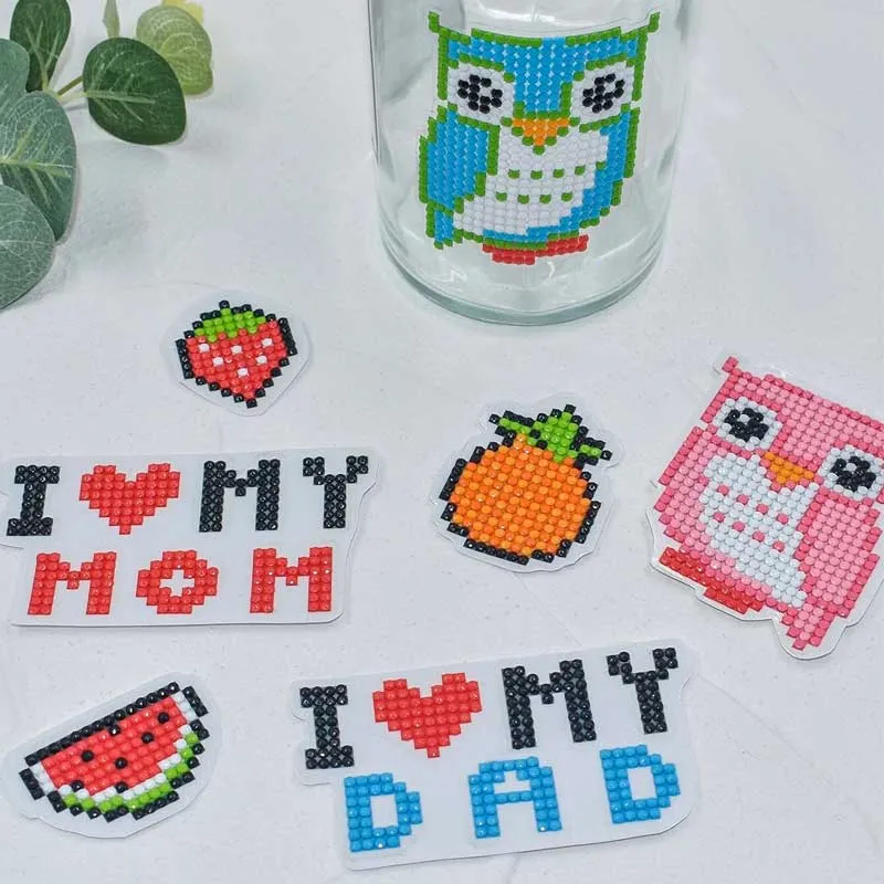 5D Diamond Painting Sticker Set I Love Mom and Dad für Kinder