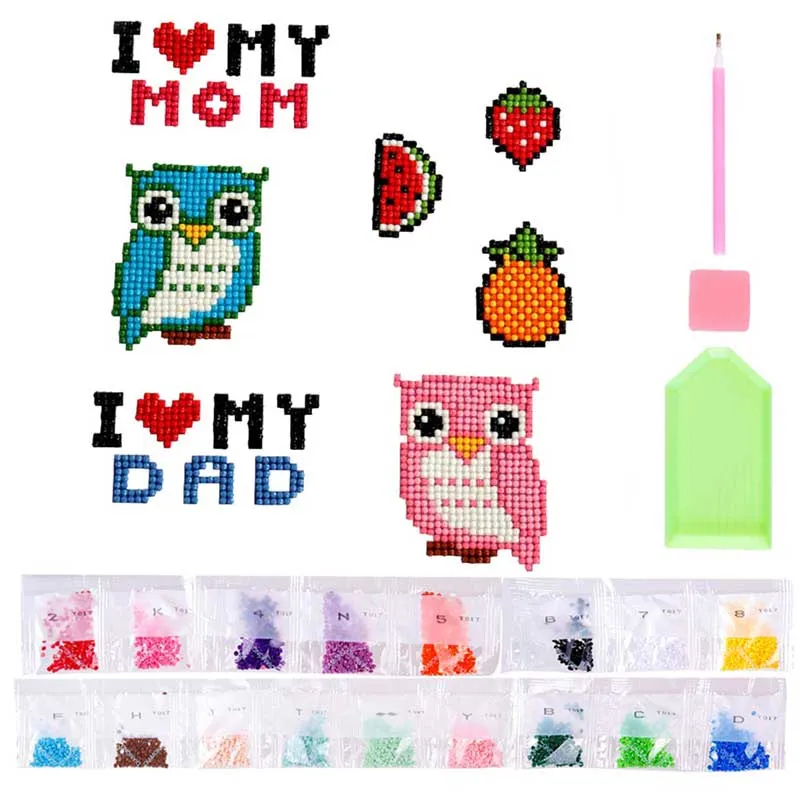 5D Diamond Painting Sticker Set I Love Mom and Dad für Kinder
