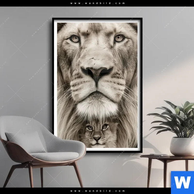 Poster | Löwenstolz – Vater und Junges | Hochformat