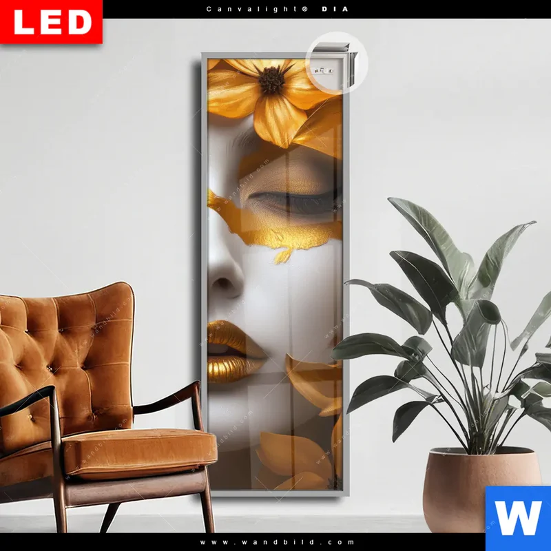 Leuchtbild Acrylglas Canvalight® DIA | Blütenzauber auf samtenem Gesicht | Schmal