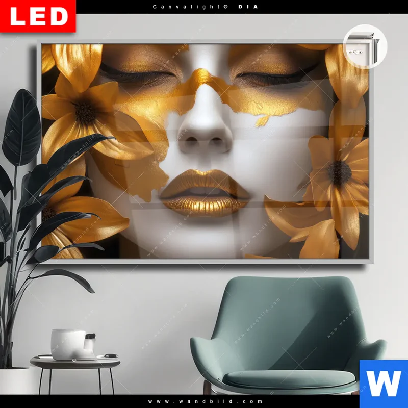 Leuchtbild Acrylglas Canvalight® DIA | Blütenzauber auf samtenem Gesicht | Querformat