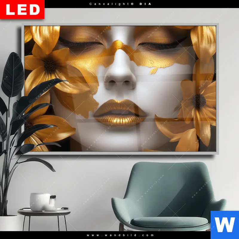 Wechselmotiv Acrylglas Canvalight® DIA | Blütenzauber auf samtenem Gesicht | Querformat