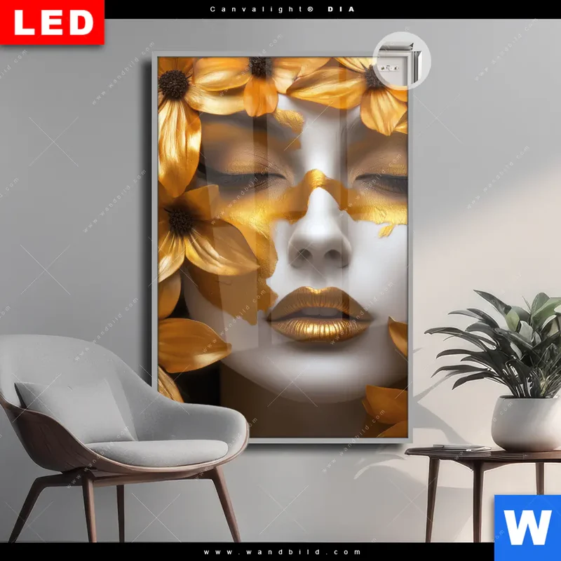 Leuchtbild Acrylglas Canvalight® DIA | Blütenzauber auf samtenem Gesicht | Hochformat