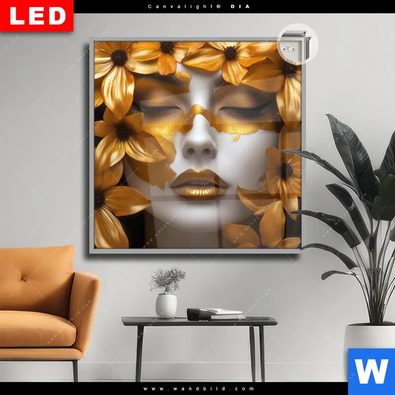 Leuchtbild Acrylglas Canvalight® DIA | Blütenzauber auf samtenem Gesicht | Quadrat