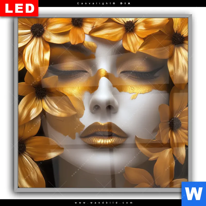 Leuchtbild Acrylglas Canvalight® DIA | Blütenzauber auf samtenem Gesicht | Quadrat