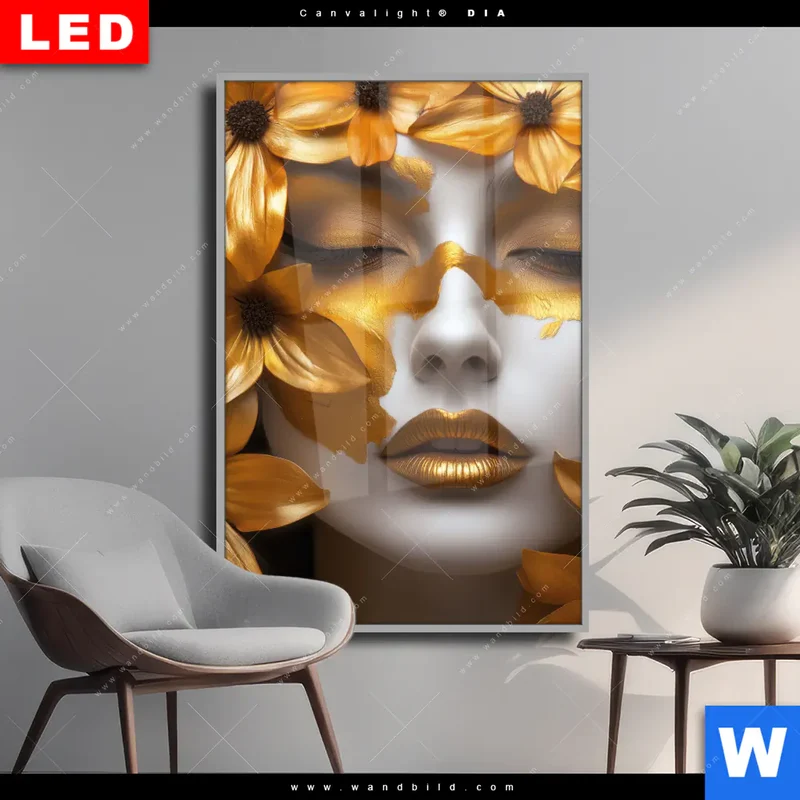 Wechselmotiv Acrylglas Canvalight® DIA | Blütenzauber auf samtenem Gesicht | Hochformat