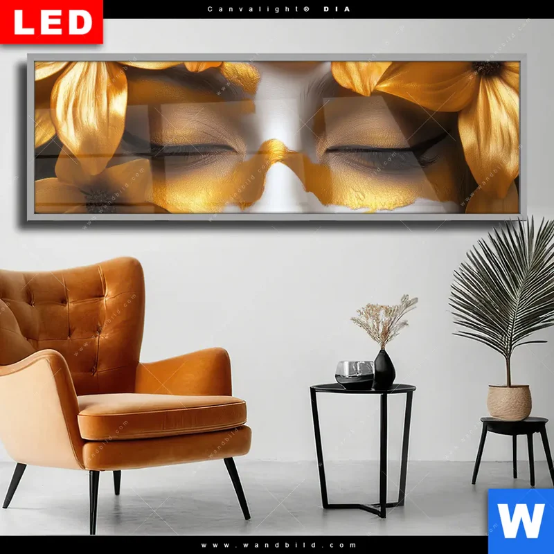 Wechselmotiv Acrylglas Canvalight® DIA | Blütenzauber auf samtenem Gesicht | Panorama
